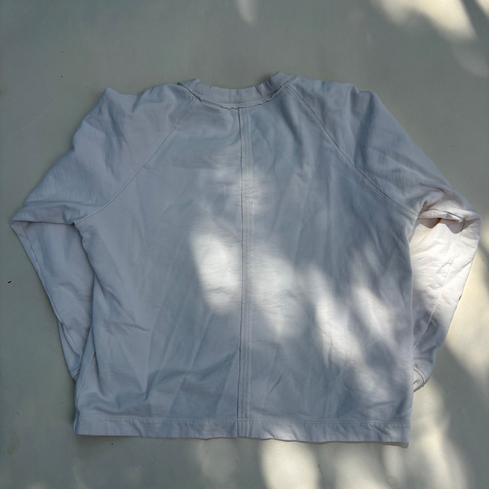 Madewell White 100% Cotton V-Neck French Terry Sweatshirt NW200 Womens Medium - Picture 3 of 5